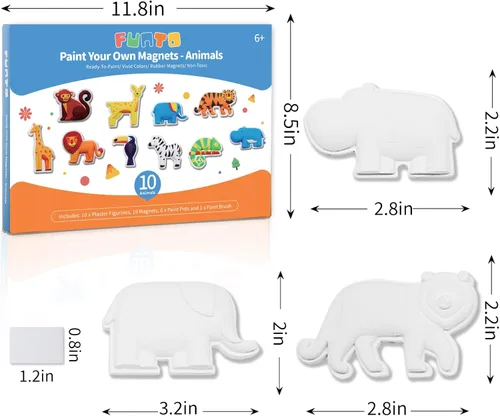 Miniatura 4 de Funto Pinta tu propio unicornio y animal, juego de 16 figuras de arte y manualidades para niños, cerámica para pintar, proyectos de vapor, actividad