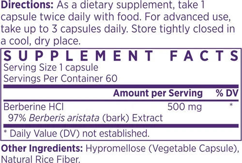 Miniatura 2 de NAOMI Himalayan Berberine 500mg – Apoya la función metabólica saludable y un perfil lipídico equilibrado – HIMABERB® patentado, berberina HCl 97%