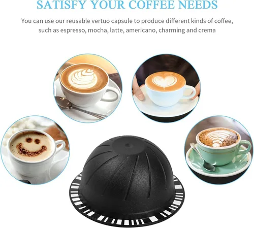 Miniatura 6 de 5 cápsulas de café reutilizables Vertuo, cápsulas de café recargables, compatibles con máquina de café Nespresso Vertuo, con 2 cápsulas de café