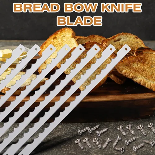 Miniatura 3 de Therwen 8 cuchillas de cuchillo de lazo de pan de 10.8 pulgadas, cuchillas dentadas de acero inoxidable con tornillos de repuesto para cortador