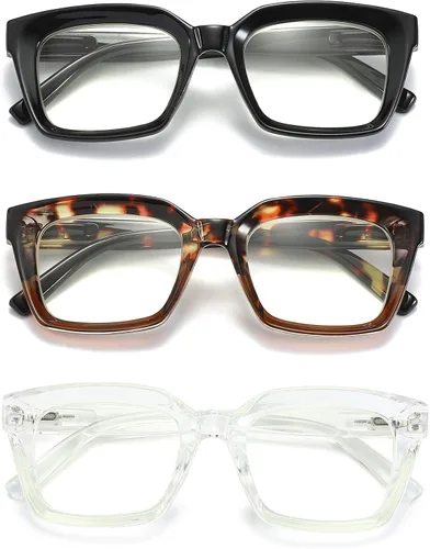 Miniatura 7 de 3 Pack Oversize Square Design Reading Glasses for Women, Blue Light Blocking Computer Reader