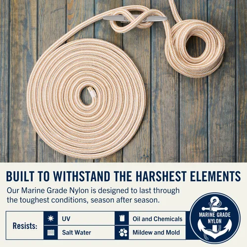 Miniatura 37 de RainierSupplyCo - Paquete de 2 cuerdas de barco para acoplamiento con bucle, cuerda marina de nailon doble trenzada de alta calidad de 15 pies x 1/2