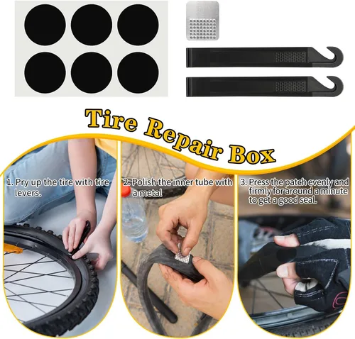 Miniatura 5 de Kit de Reparación de Bicicleta, Bolsa de Reparación de Bicicleta con Bomba de Neumáticos, Kit de Herramientas de Bicicleta para Viajes de Camping