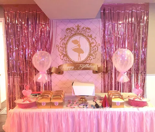 Miniatura 6 de Fondo de poliéster de 7 x 5 pies, decoración de fiesta de cumpleaños, suministros de fiesta de princesa, telón de fondo de ballet para cumpleaños