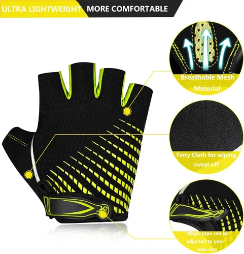 Miniatura 2 de Guantes de ciclismo para hombres y mujeres, antideslizantes, transpirables, almohadillas de gel de 0.197 pulgadas, guantes de bicicleta de carretera
