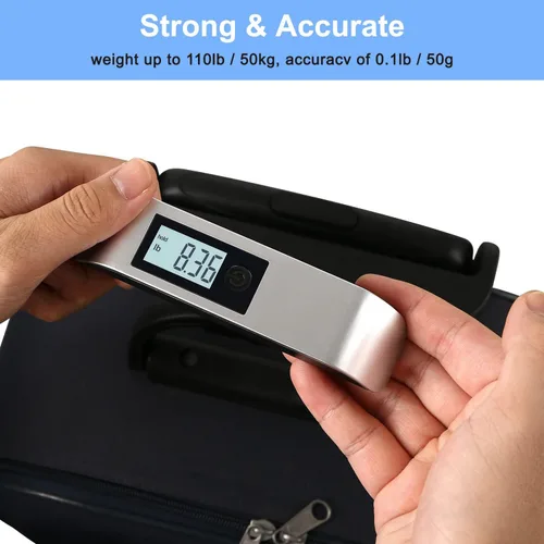 Miniatura 3 de Travel Inspira Báscula de equipaje, báscula digital de equipaje, báscula de equipaje con pantalla LCD retroiluminada, 110 libras110.2lbs, batería