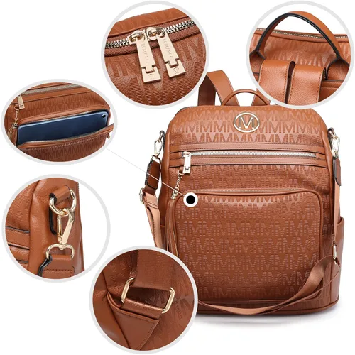 Miniatura 20 de MKP COLLECTION Mochila de moda para mujer, bolsa convertible grande para mujer, mochila de viaje, bolsa de hombro, juego de 2 piezas con borla, Beige