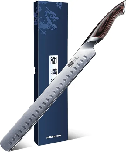 HOSHANHO - Cuchillo de tallar de 12 pulgadas, cuchillo de corte de acero japonés de alto carbono con mango ergonómico de madera de Pakka, cuchillos