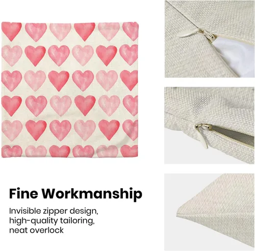 Miniatura 3 de Juego de 2 fundas de almohada para el día de San Valentín de 16 x 16 pulgadas, fundas de almohada rosas con corazón de amor, San Valentín, boda, día