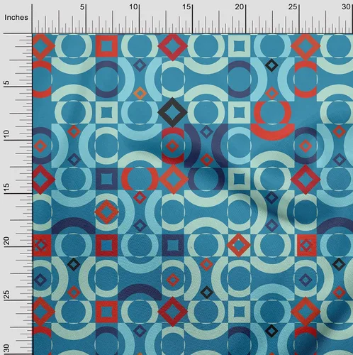 Miniatura 3 de oneOone - Tela geométrica de punto de viscosa, color azul azulado para coser tela de artesanía impresa por The Yard 60 pulgadas de ancho -XS Azul