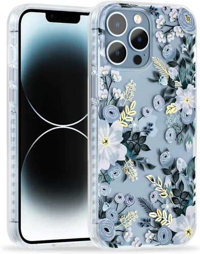 Miniatura 39 de SCORPIFY Funda para iPhone 13 con diseño floral de Nemophila azul, bonita funda transparente para teléfono con flores para mujeres y niñas