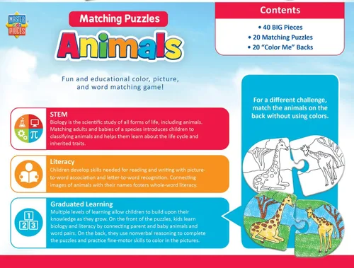Miniatura 3 de MasterPieces Juegos para niños - Juego educativo de rompecabezas a juego de animales - Juego para niños y familia - Ríe y aprende