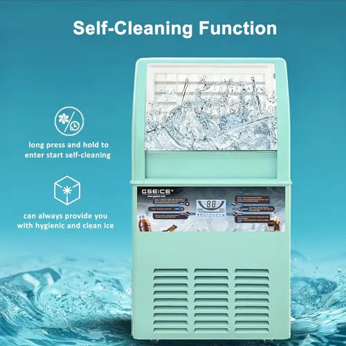 Miniatura 6 de Máquina comercial para hacer hielo, máquina de hielo de 100 libras/24 horas con contenedor de almacenamiento de 20 libras, 50 cubos en 8-12 minutos