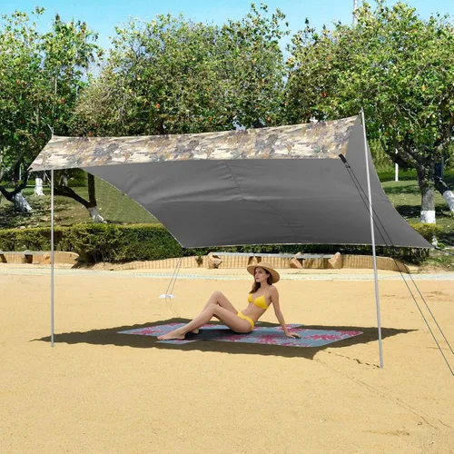 Miniatura 6 de Retro Trees Beach Tent & Canopy UPF50 Lightweight Shade Sun Shelter with Sand Shovel, Sandbags for Family Trips, Picnics & Camping
