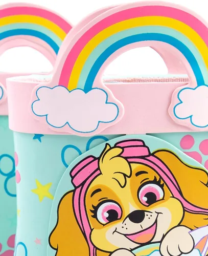 Miniatura 4 de Paw Patrol Wellies - Botas para niñas y niños pequeños Everest Skye Rescue Pupps Follow Your Rainbow Wellington Zapatos para caminar resistentes