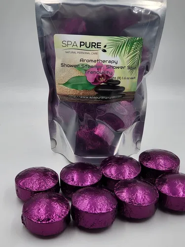 Vaporizadores de ducha Spa Pure Tranquility: bombas de ducha de aromaterapia fabricadas en Estados Unidos con aceites esenciales 100% naturales y