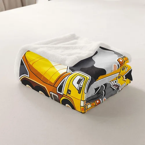 Miniatura 7 de Erosebridal Manta de forro polar con diseño de camiones y excavadoras, de 40 x 50 pulgadas, color amarillo, para niños, niños, adolescentes