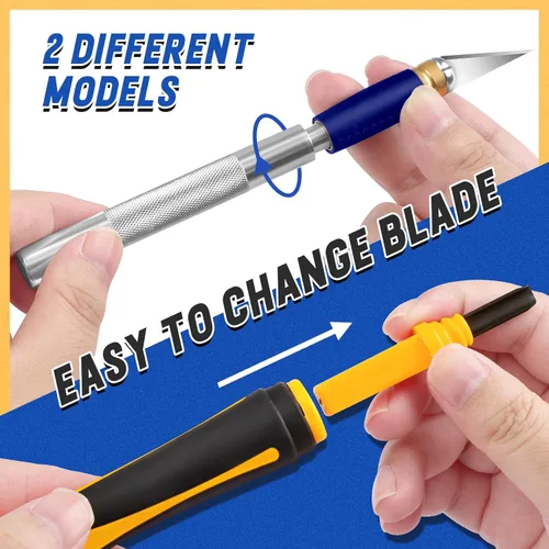 Miniatura 6 de DIYSELF Exacto Cuchillo, juego de 22 cuchillos Exacto con cuchillas Exacto, cuchillo de manualidades para arte, plantilla, álbum de recortes