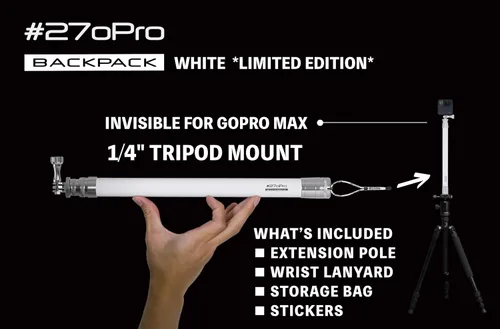 Miniatura 2 de #270Pro Mochila Palo selfie invisible ultra largo de 8.8 pies, 99% fibra de carbono, ligero y portátil, funciona con GoPro, Insta360, DJI