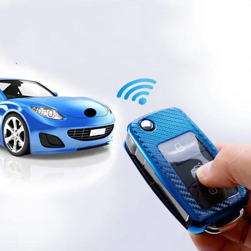 Miniatura 3 de SANRILY Funda para llavero con textura de fibra de carbono para VW Jetta Beetle Tiguan Passat Golf R sin llave para Volkswagen con llaveros
