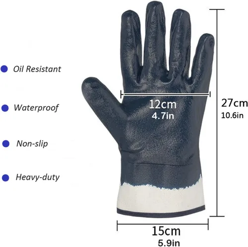 Miniatura 3 de Guantes de aceite azul para hombre, guantes resistentes al aceite resistentes al agua para entrega de combustible, guantes con revestimiento