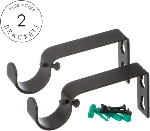 Miniatura 2 de Ivilon - Cortinero para ventana con tratamiento para colgar cortinas - Diseño cuadrado, barra de 1 1/8. De 16 a 28 pulgadas - Negro antiguo
