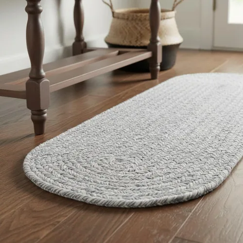 Miniatura 51 de Super Area Rugs Farmhouse - Alfombra trenzada de algodón reversible para cocina, gris y blanco, 4 x 6 pies, ovalada