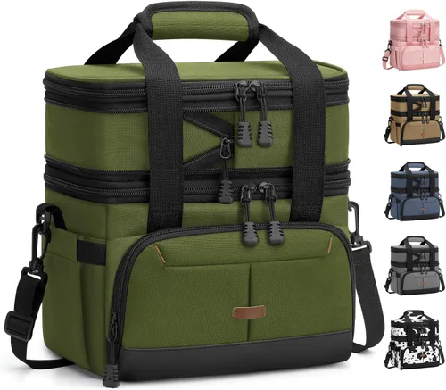Miniatura 22 de Caja de almuerzo Pritent para hombres y mujeres, bolsa de almuerzo aislada de doble cubierta para hombres y mujeres, bolsa de almuerzo expandible a