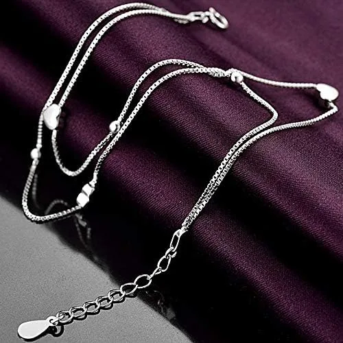 Miniatura 4 de Rnivida Tobillera de plata de ley 925 para mujer, pulsera de tobillo ajustable con cadena de pie multicapa para mujer