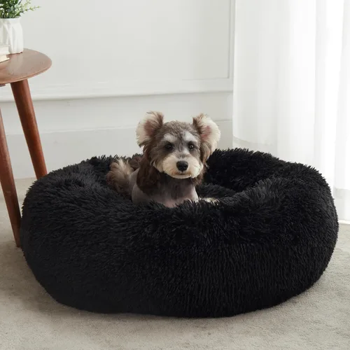 Miniatura 7 de WESTERN HOME WH Cama calmante para perros y gatos, dona acogedora anti-ansiedad, cama redonda cálida y acogedora de piel sintética, suave y azul