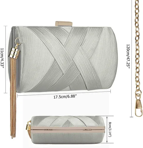 Miniatura 24 de Elegante bolso de noche con borlas para mujer, bolso de mano para novia, boda, graduación, noche, fiesta