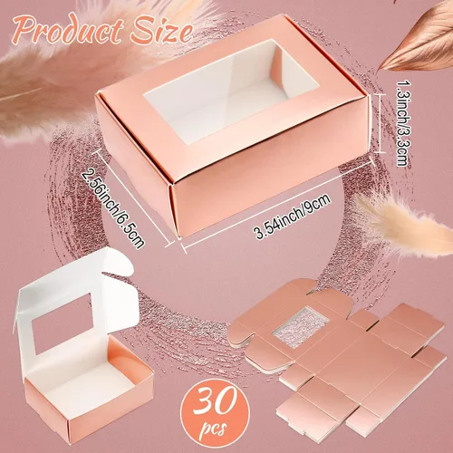 Miniatura 2 de Zonon 30 cajas de jabón para embalaje casero, mini cajas de papel kraft con ventana para panadería, dulces, jabón, embalaje de regalo