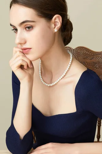 Miniatura 3 de BABEYOND - Collar de perlas redondas de imitación para novias, bodas