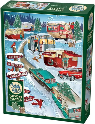 Miniatura 4 de Cobble Hill - Rompecabezas de 1000 piezas, campistas de Navidad, póster de muestra incluido