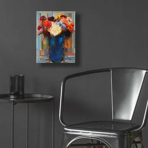 Miniatura 5 de Epic Art 'Flores en un jarrón azul' por Hooshang Khorasani, arte de pared de vidrio acrílico, 12 x 16 pulgadas