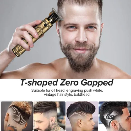 Miniatura 7 de Máquina eléctrica de corte de pelo con bajo ruido recargable JM700AL corte de cierre inalámbrico T Blade Hair Trimmer hombres, dorado, 20X11X5.2.0 in