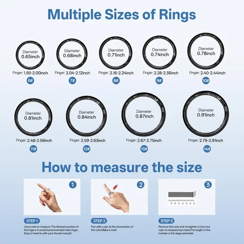 Miniatura 8 de Anillo inteligente para mujeres y hombres, anillo de seguimiento de salud con frecuencia cardíaca, monitor de sueño, oxígeno en sangre, HRV, estrés