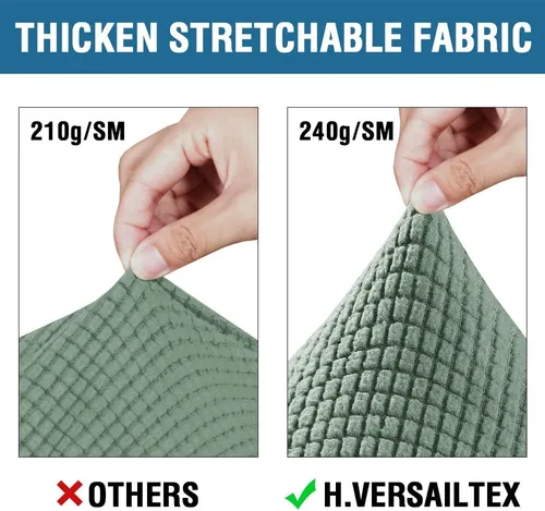 Miniatura 3 de H.VERSAILTEX - 4 fundas de sofá elásticas para 3 fundas de cojín para muebles de sala de estar (funda base más 3 fundas de cojín de asiento), tela