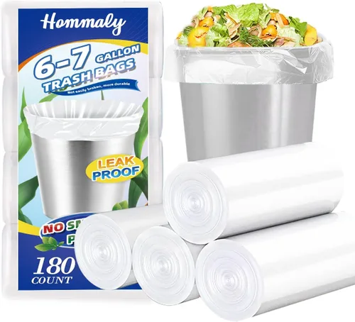 Miniatura 11 de Hommaly 15 litros 150 piezas Bolsas de basura pequeñas transparentes Bolsas de basura resistentes, Bolsas de basura para baño, Bolsas de plástico