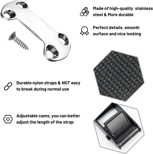 Miniatura 4 de Kit de amarre para enfriador Omoojee, correas fijas para enfriadores YETI y RTIC para barco, cubierta, cama de camión, evita que se deslice