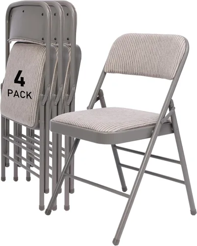 Miniatura 12 de SEALAMB Paquete de 4 sillas plegables con asiento cómodo, marco de metal resistente, sillas apilables portátiles para bodas, fiestas, oficina