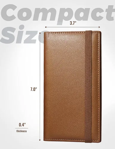 Miniatura 121 de Yarnic Funda para chequera personal, soporte para chequera con soporte para bolígrafo y divisor de plástico transparente integrado para cheques Rosa
