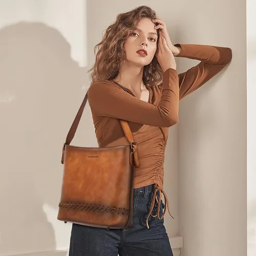 Miniatura 2 de Montana West Genuine Leather Purses for Women Hobo Bags with Tooling Handle & Tassels