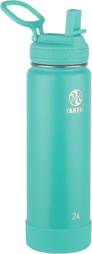 Miniatura 36 de Takeya Actives - Botella de agua de 24 onzas con tapa con popote, aislamiento de acero inoxidable de doble pared, apta para lavavajillas y sin BPA