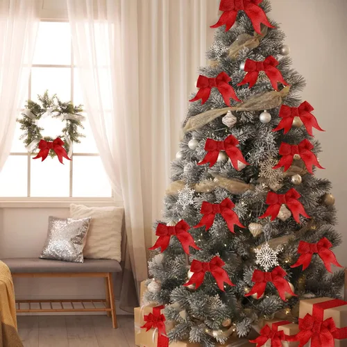 Miniatura 9 de Cinta roja con alambre – Cinta con alambre mejorada de 2.5 pulgadas, cintas de arpillera para coronas, bodas, lazos grandes, árbol, decoración