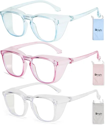 Miniatura 14 de Feaglo Lentes de seguridad, antivaho para mujeres y hombres, bloqueo de luz azul, elegantes gafas de protección para los ojos, escudo lateral