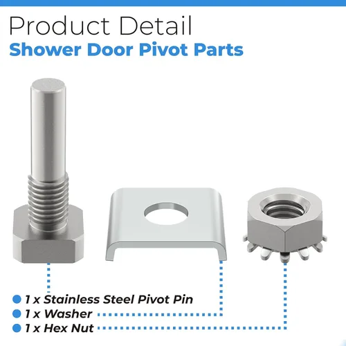 Miniatura 3 de Piezas de pasador de pivote para puerta de ducha con tuerca hexagonal y arandela, reemplazo de pivote de acero inoxidable para puertas de ducha