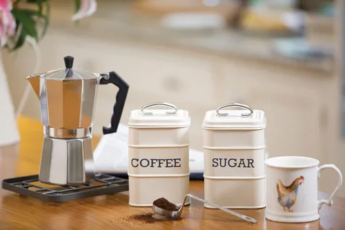 Miniatura 9 de Kitchen Craft Living Nostalgia - Recipientes para té, café y azúcar en caja de regalo, acero, crema antigua, juego de 3 piezas, mediano