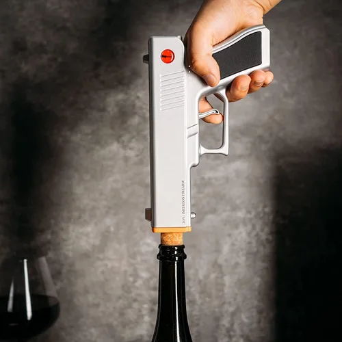 Miniatura 8 de Abridor de vino con pistola eléctrica, sacacorchos, batería recargable, extractor de corcho electrónico de vinos abiertos, regalos únicos de Plateado