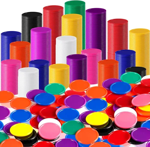 Coopay 200 piezas de 10 colores fichas de bingo de plástico a granel, fichas de juego de 1 pulgada para niños, contadores de aprendizaje de